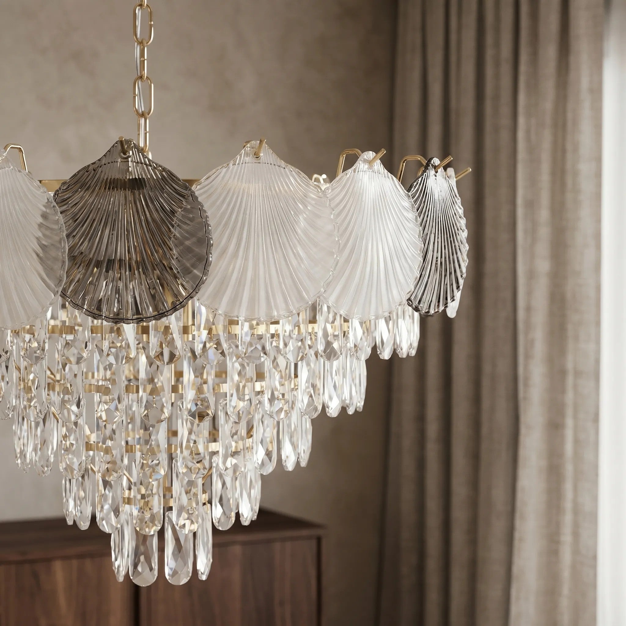 Lampa Wisząca Z Kryształami SWE084-CP 60cm Złota 7