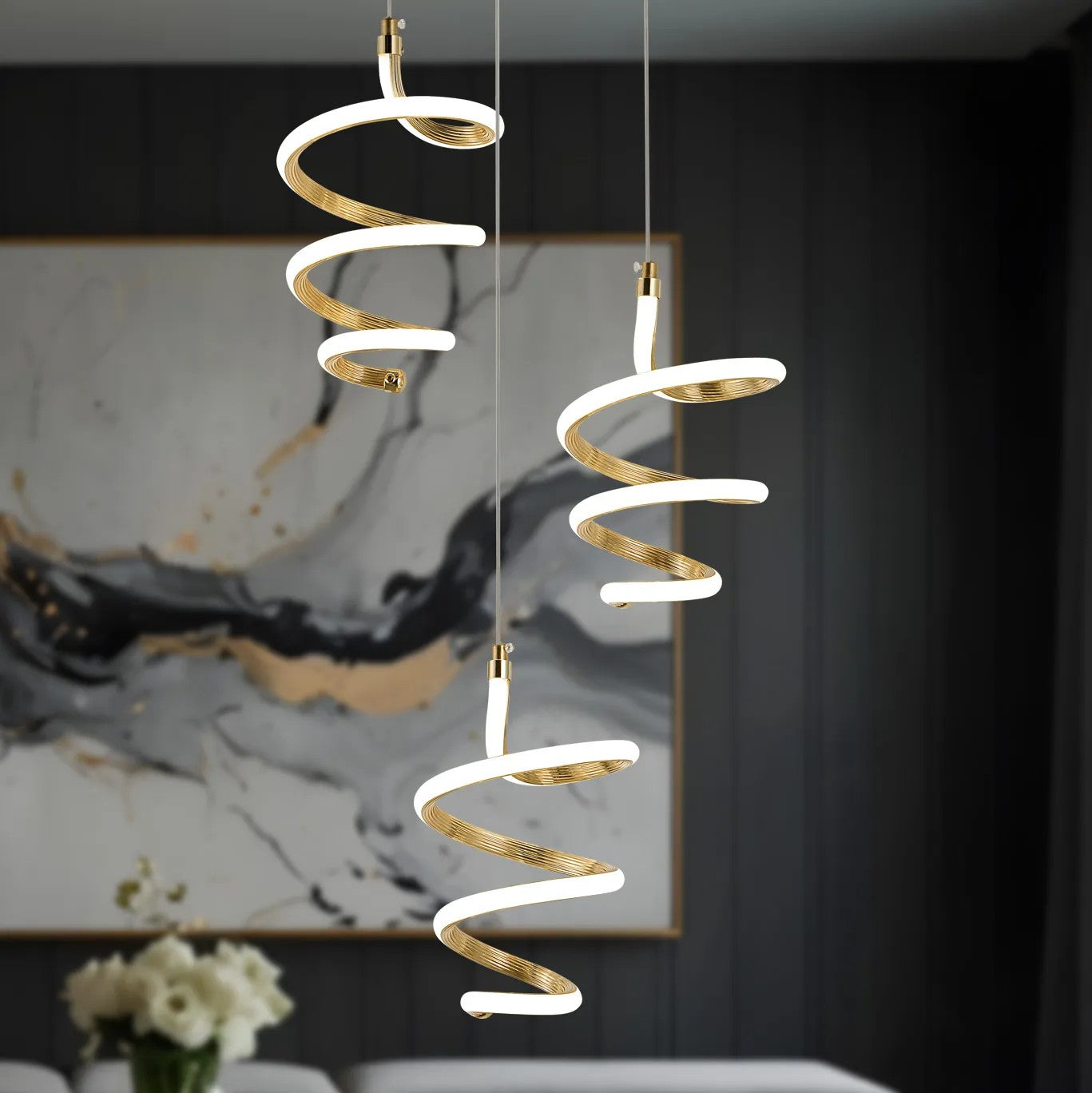LAMPA WISZĄCA LED G075-3CPR Złota 7