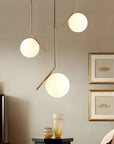 Lampa Sufitowa Wisząca Szklana Kula G106-1W Złota Biała 7