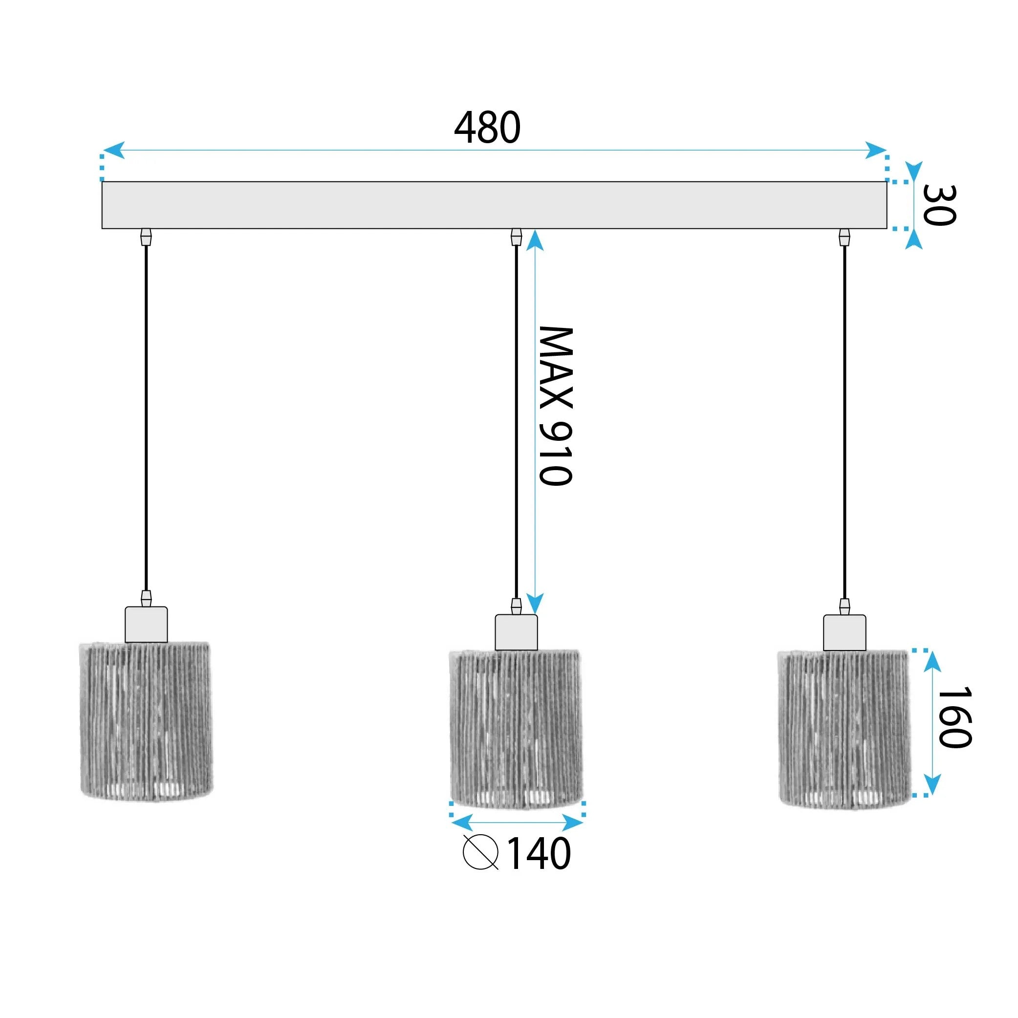 LAMPA SUFITOWA WISZĄCA APP1821-3CP NATURE BLACK 7