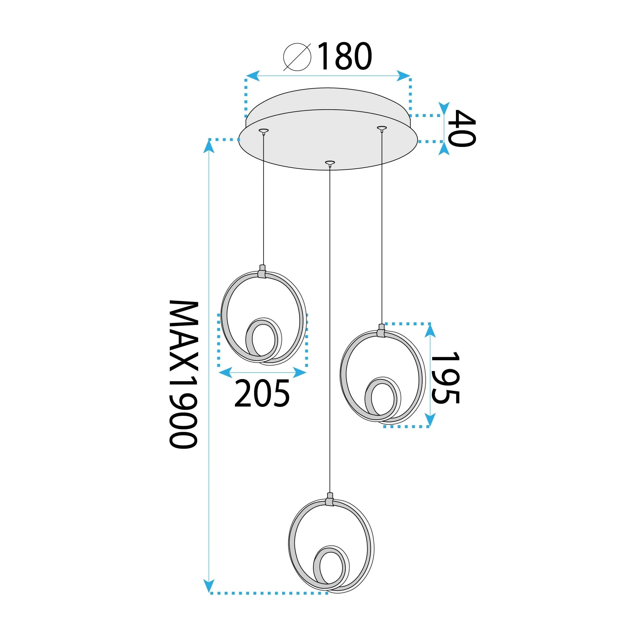 LAMPA SUFITOWA WISZĄCA LED LHJ095-3CP ZŁOTA 7
