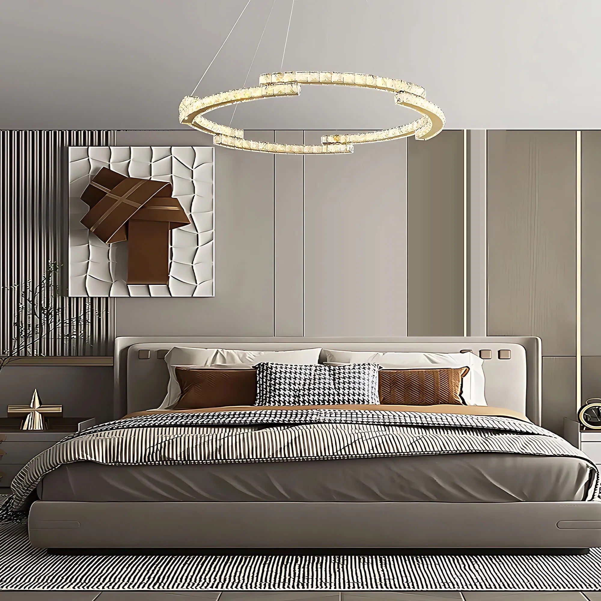 LAMPA SUFITOWA WISZĄCA LED APP1771-CP ZŁOTA 60cm 7