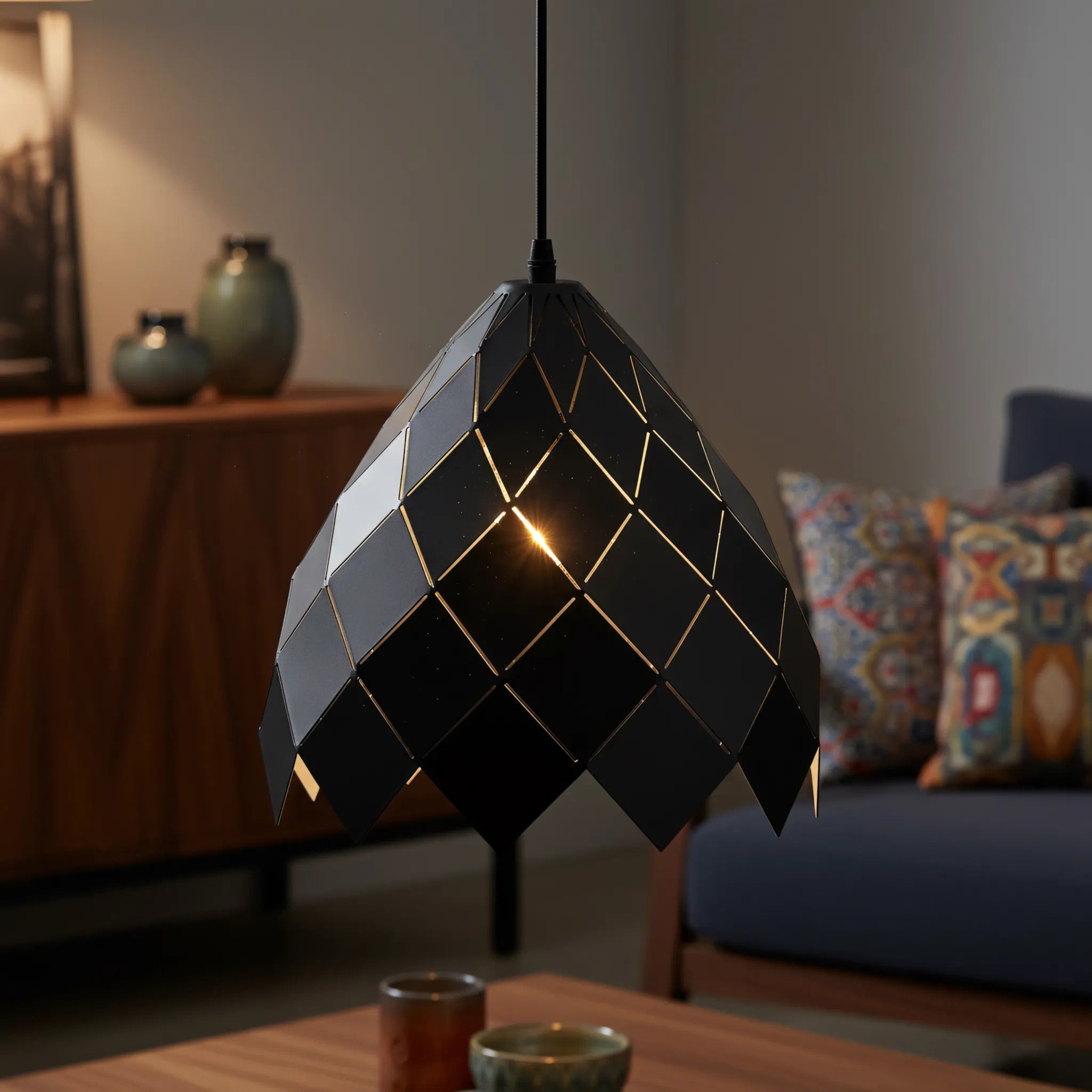 Lampa Sufitowa Wisząca Metalowa APP338-1CP Czarna 7