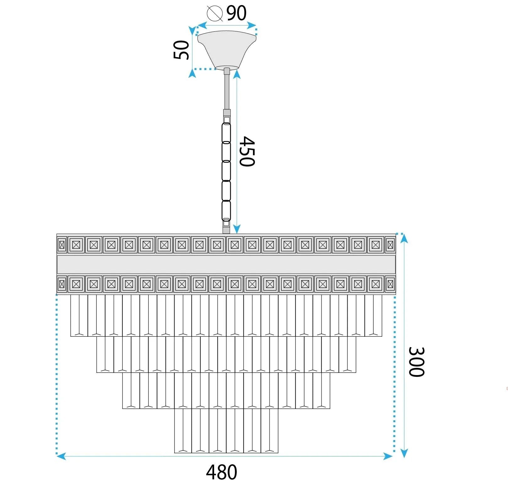 Lampa Wisząca Z Kryształami G048-CP 50CM ZŁOTA 7