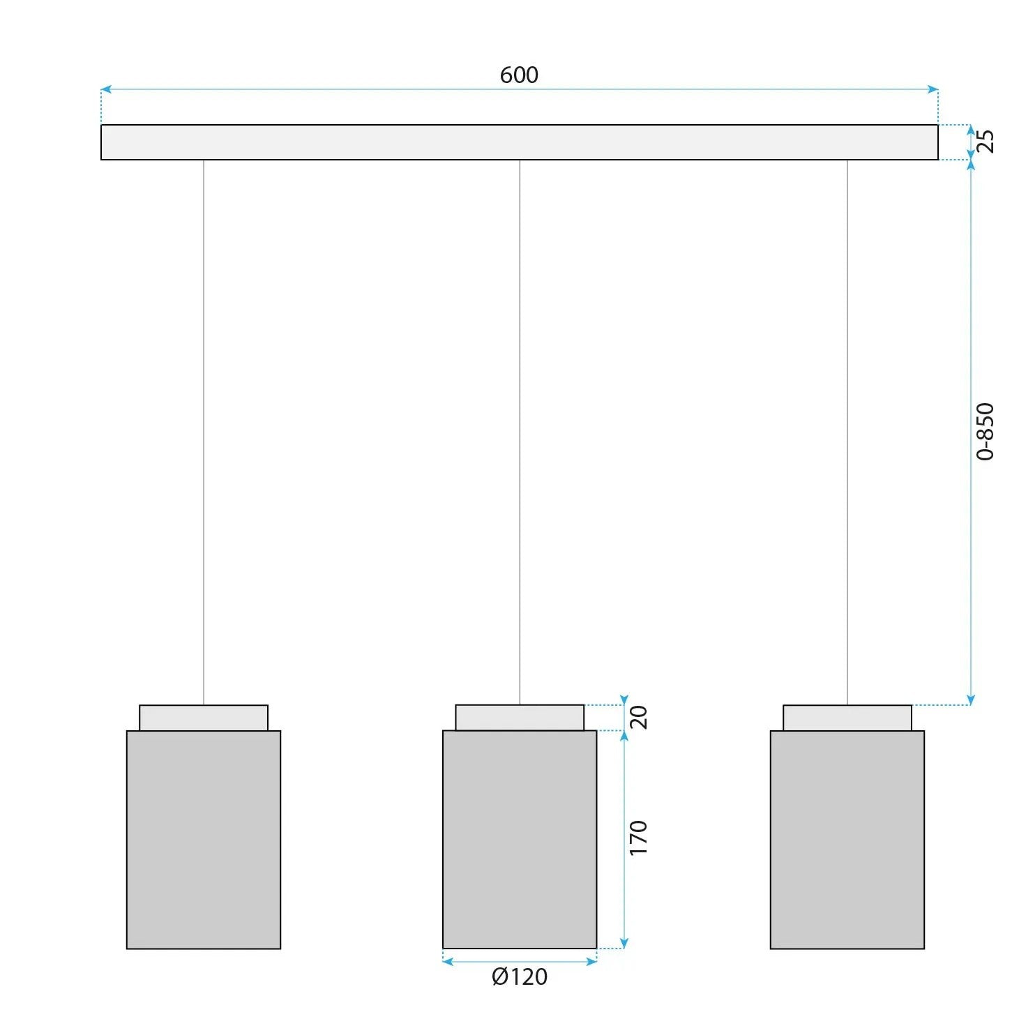 LAMPA SUFITOWA WISZĄCA APP1812-3CP Frosted Grey 7