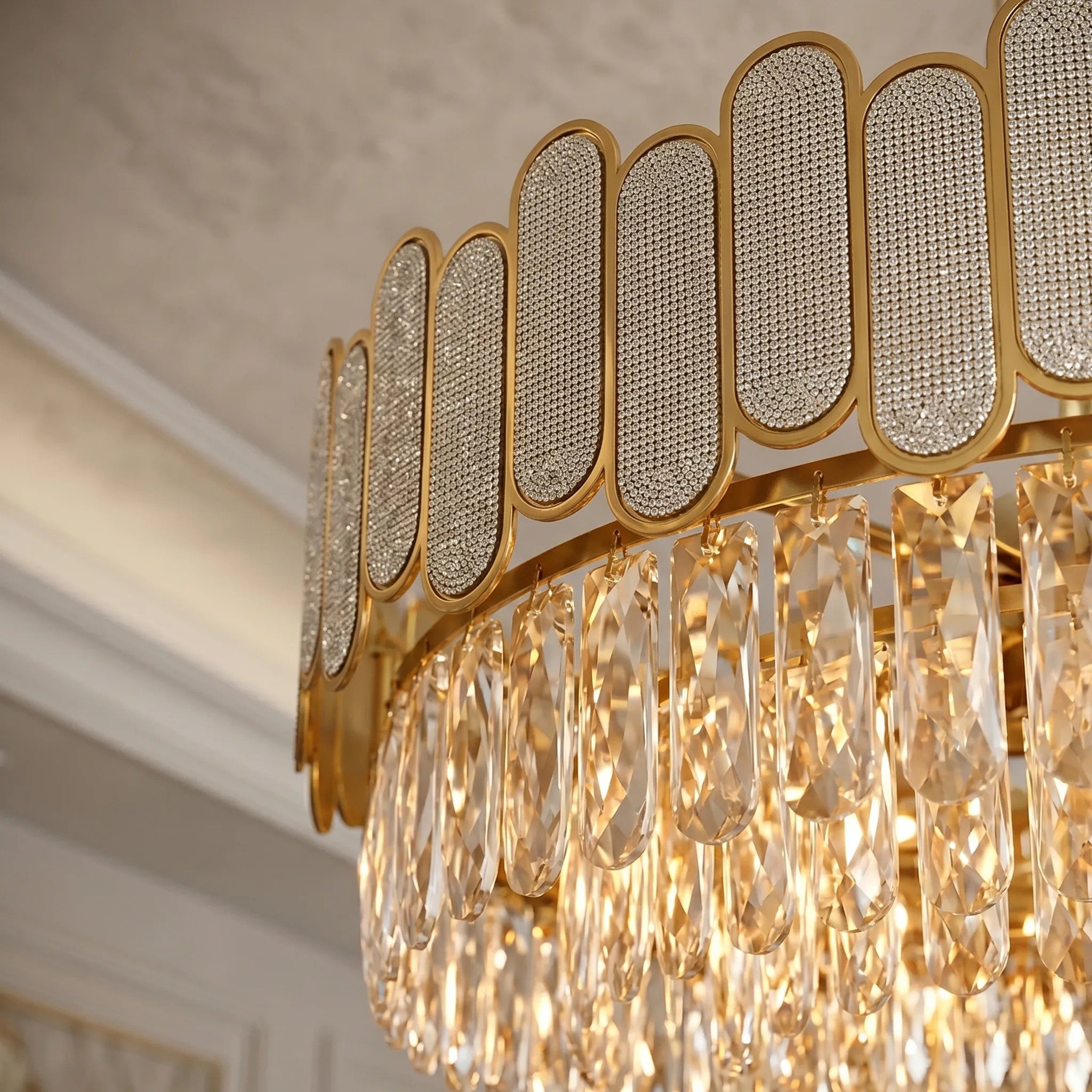 Lampa Wisząca Z Kryształami SWE107-CP 50cm Złota 7
