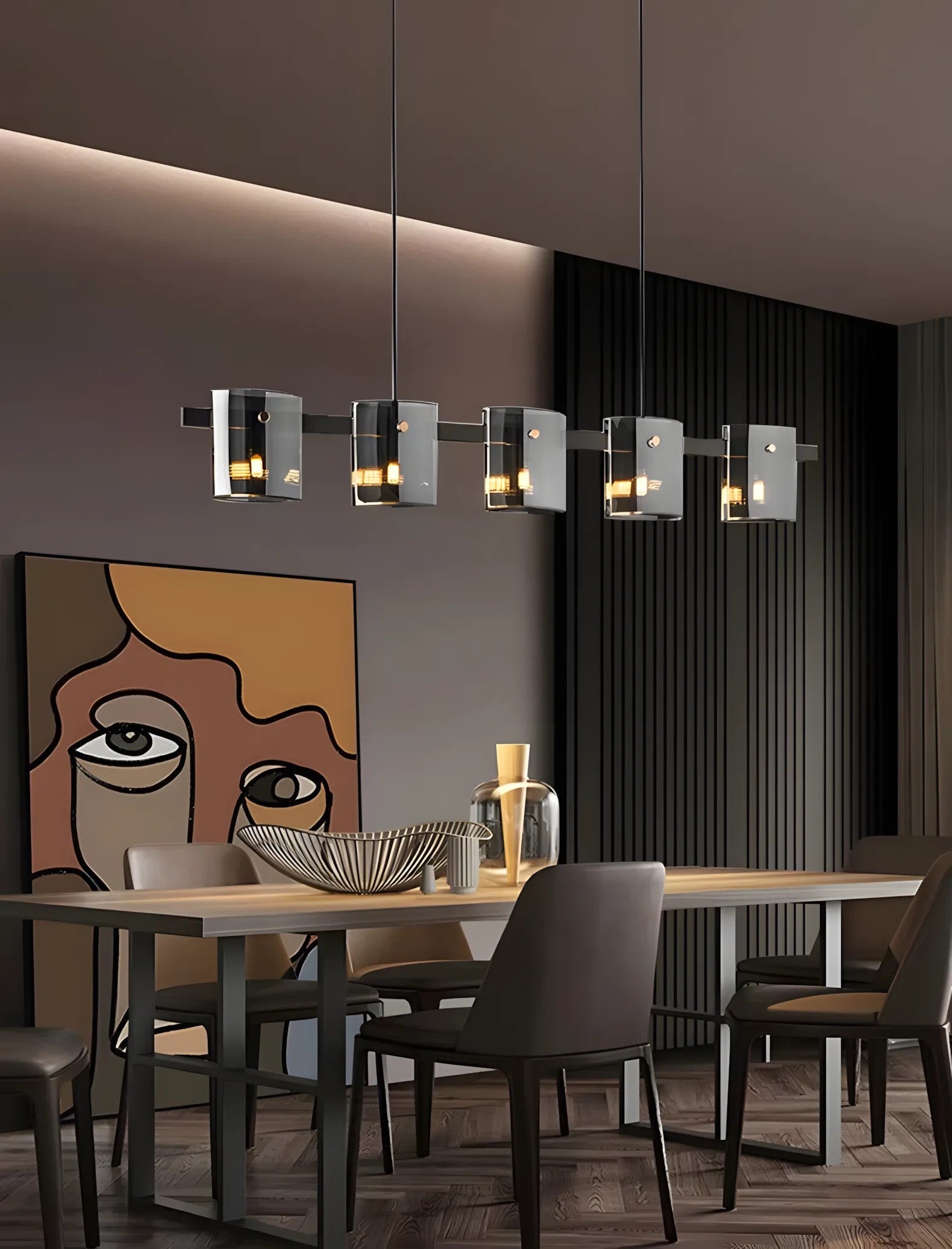 LAMPA WISZĄCA 5-punktowa APP1706-5CP GREY G9 7