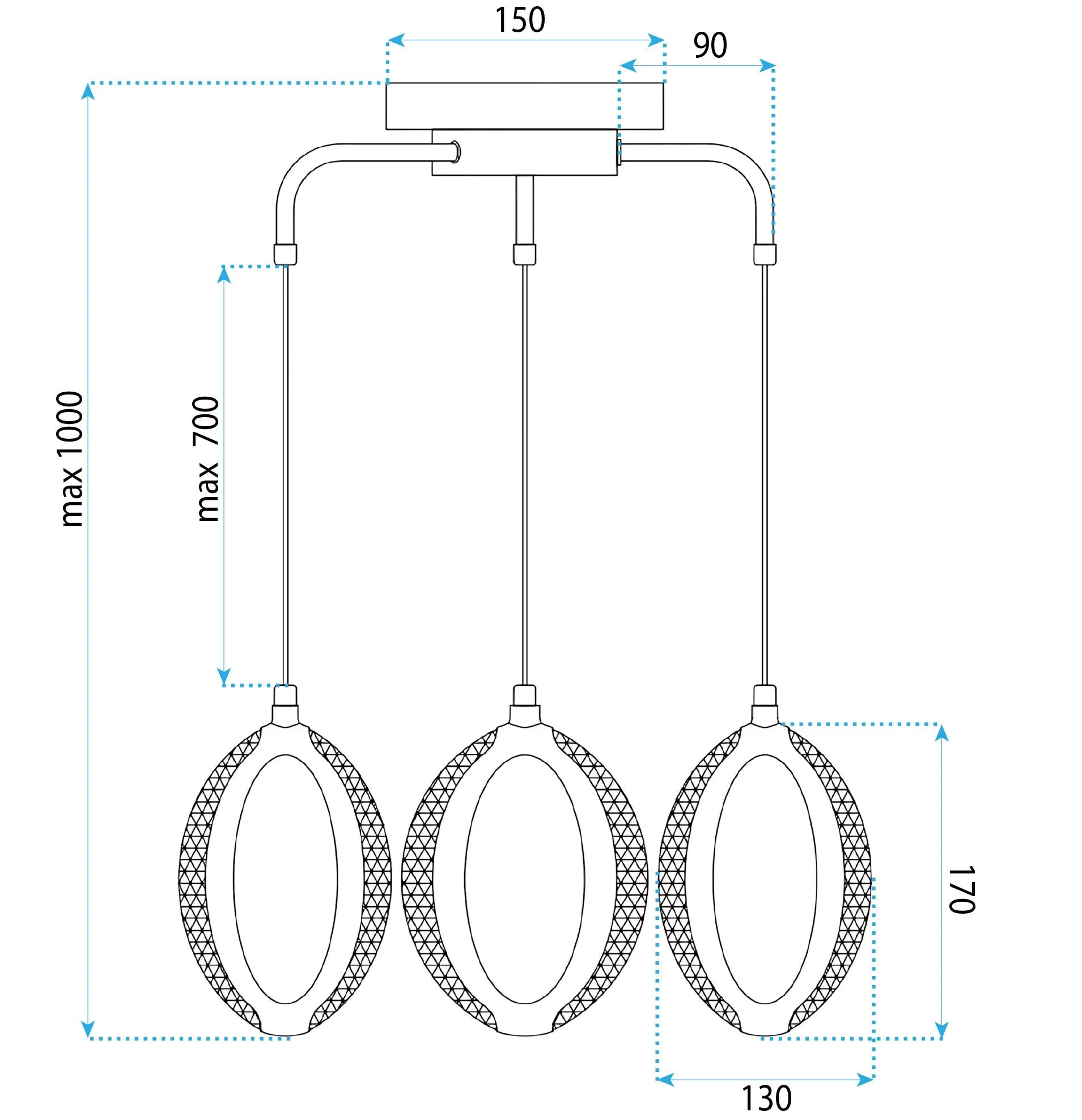 LAMPA SUFITOWA WISZĄCA LED G176-3CP ZŁOTA 7