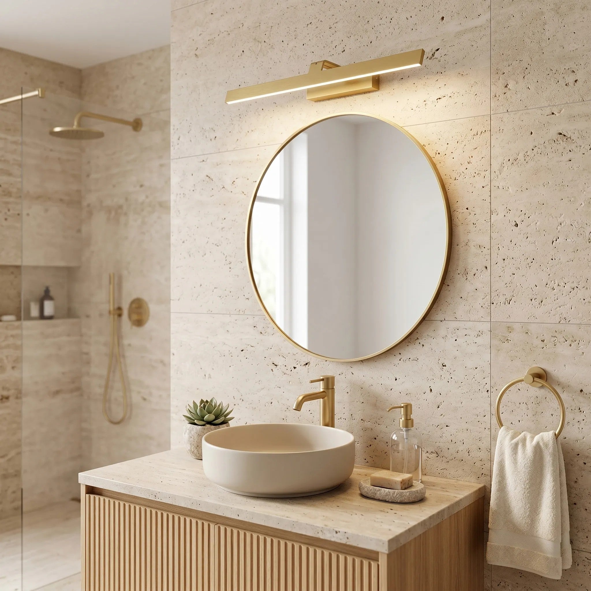 Kinkiet Łazienkowy LED SWE008-1W 58cm Złoto Szczotkowane 7