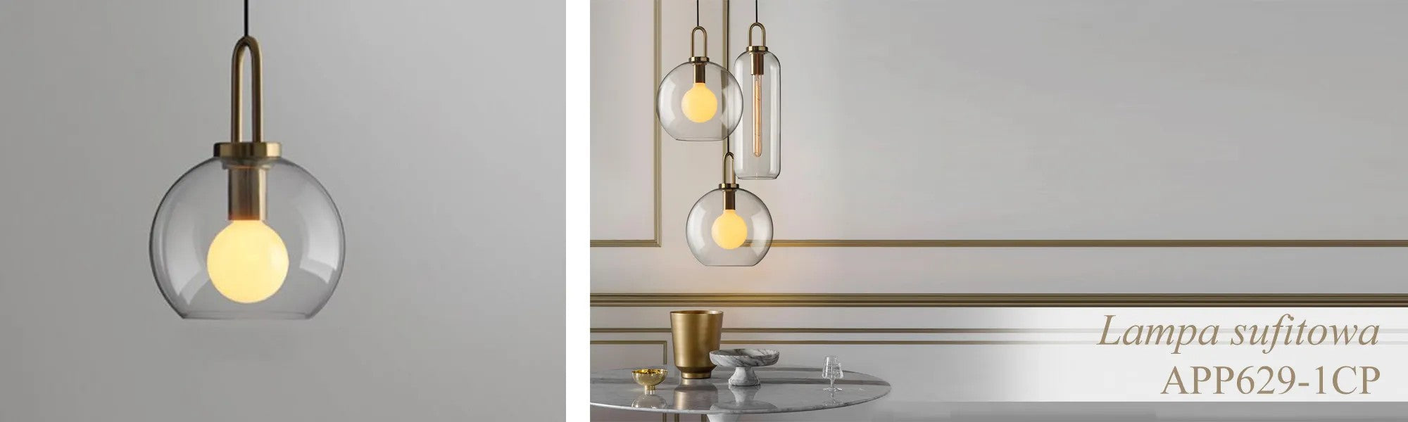 Lampa Sufitowa Wisząca Szklana Kula 20cm APP629-1CP 7