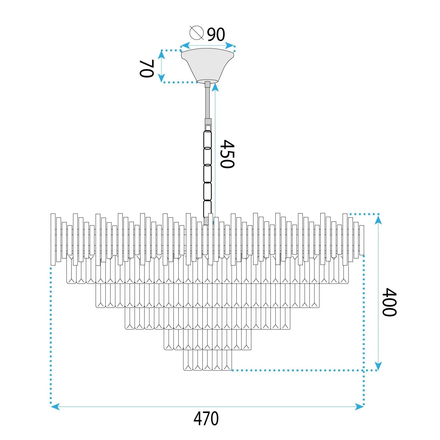 Lampa Wisząca Z Kryształami G063-CP 50cm Czarna 7