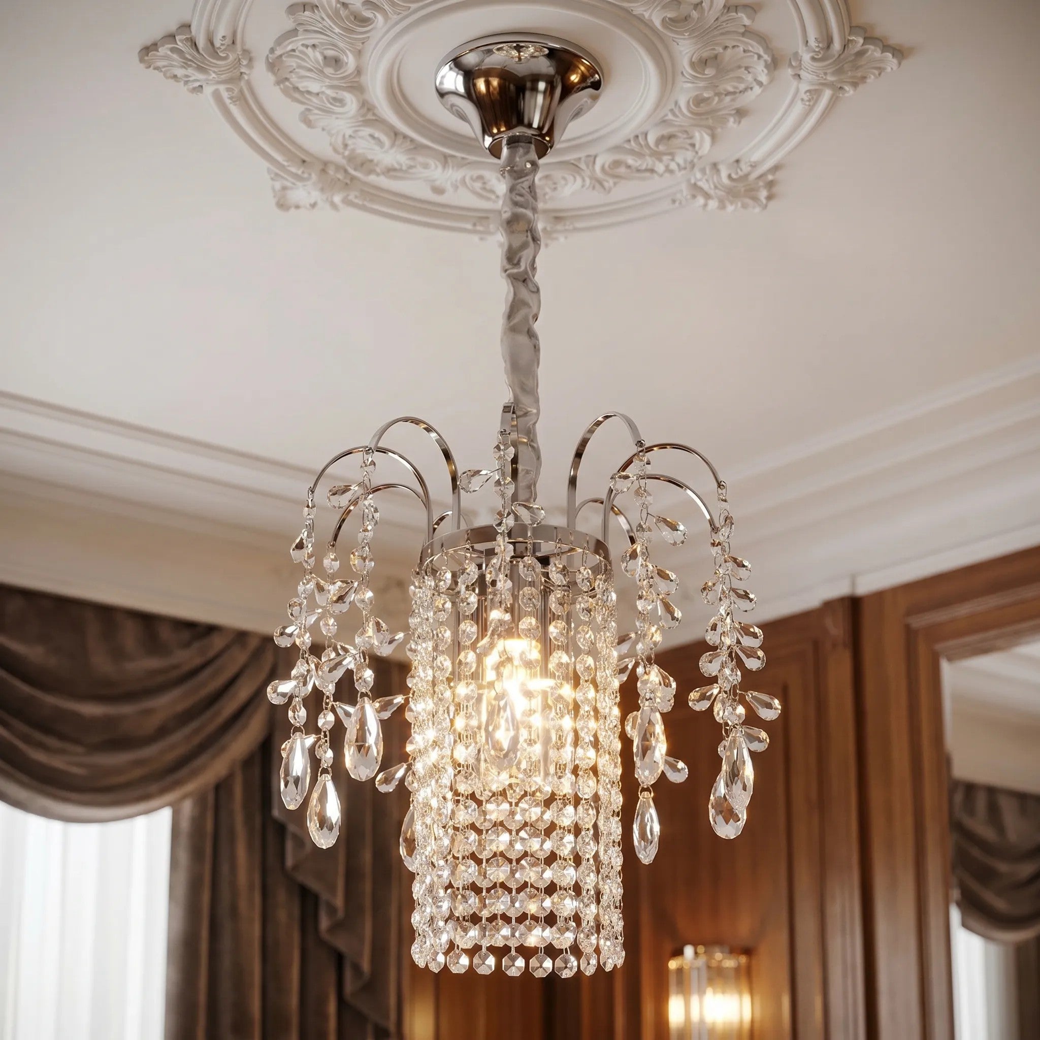 Lampa Wisząca Z Kryształami SWE089-CP 30cm Chrom 7