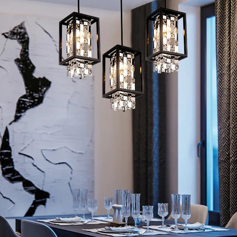 Lampa Wisząca Kryształowa APP1110-1CP Czarna 7