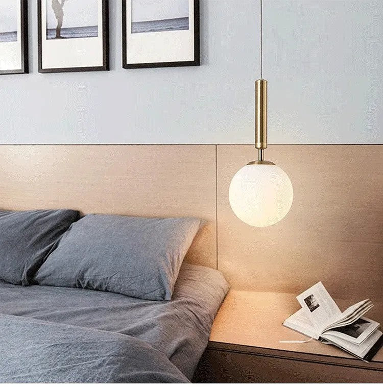 LAMPA WISZĄCA SZKLANA KULA G108-1W ZŁOTA E27 7