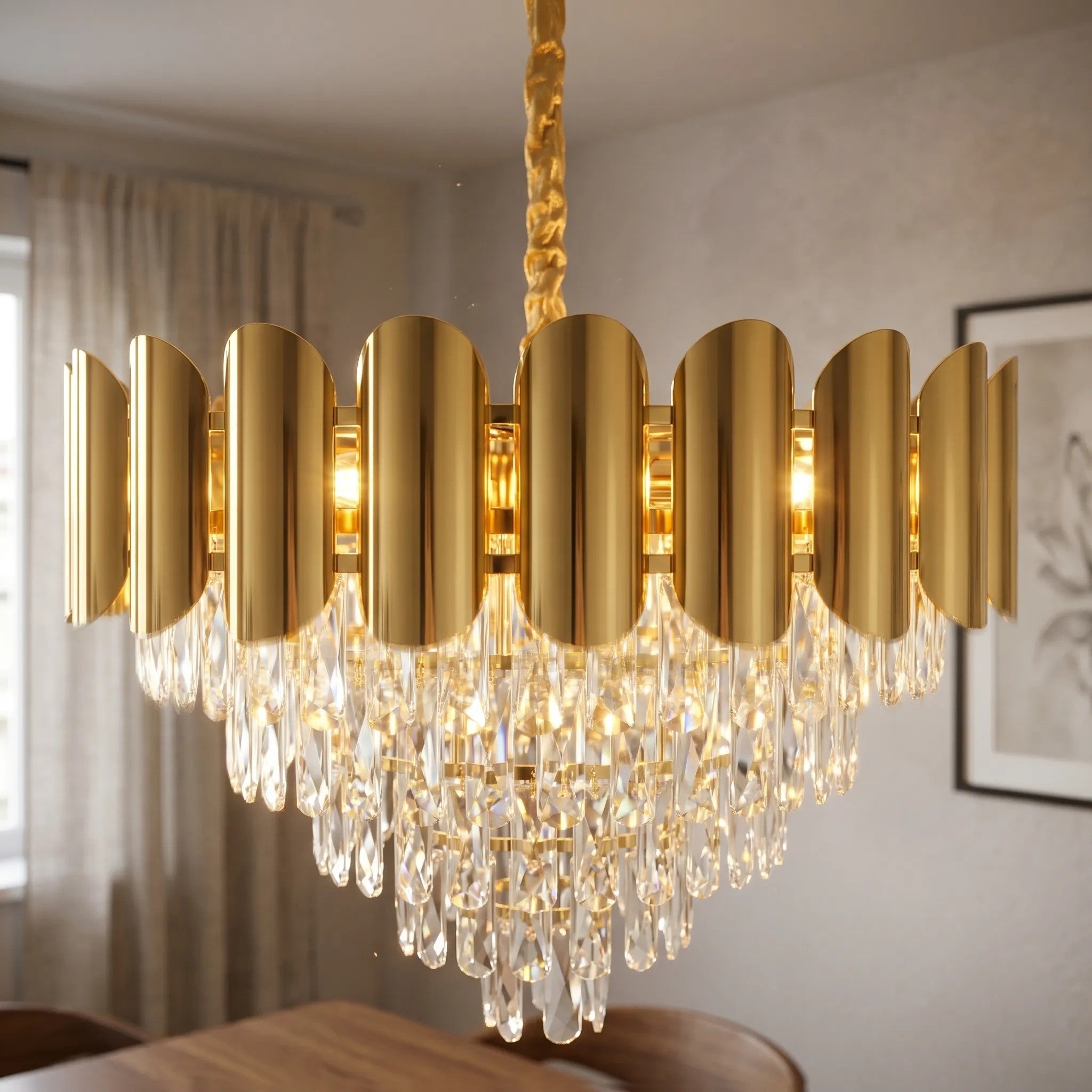 Lampa Wisząca Z Kryształami SWE100-CP 60cm Złota 7