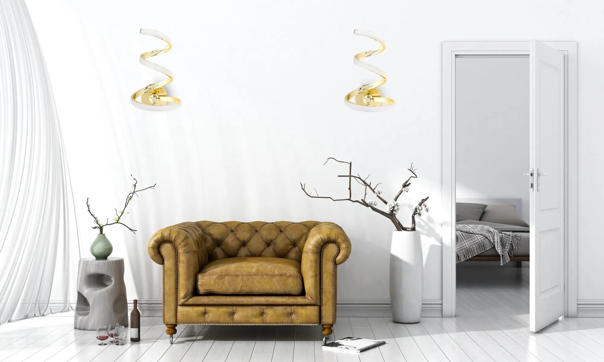 LAMPA ŚCIENNA KINKIET LED SPRING UP APP830-W Złota 7