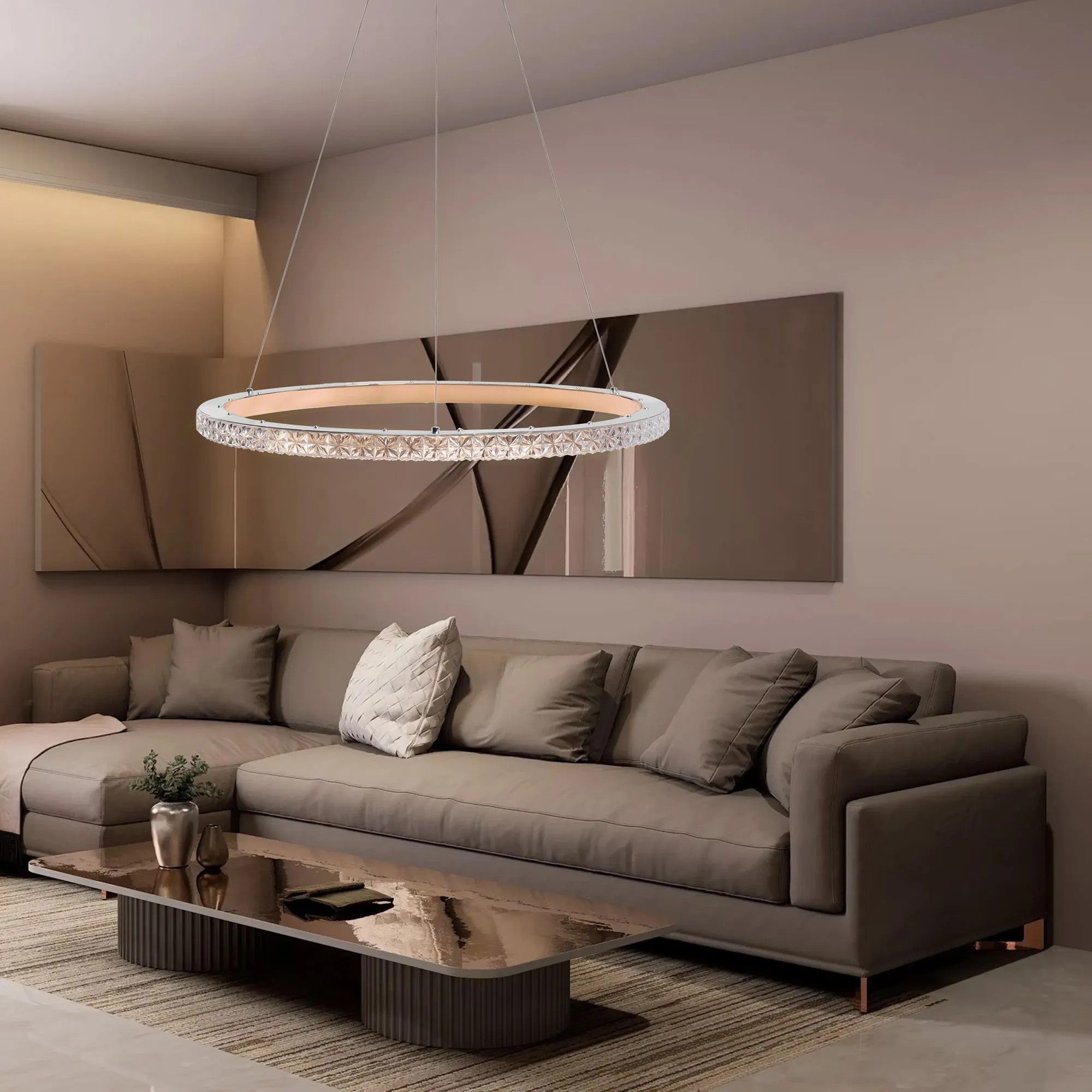 LAMPA WISZĄCA LED MS009-CP Jasne Różowe Złoto 59cm 7