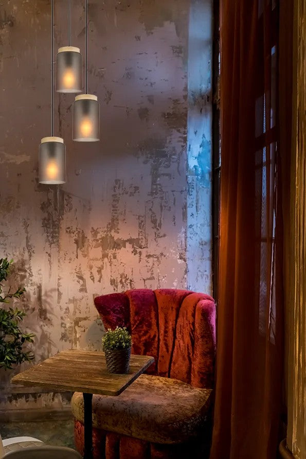 LAMPA SUFITOWA WISZĄCA APP1811-3CPR Frosted Grey 7
