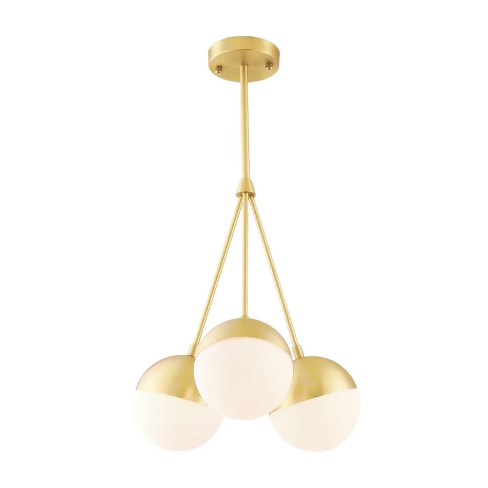 Lampa Wisząca Szklana Kula Mleczna APP688-3CP Złota 7
