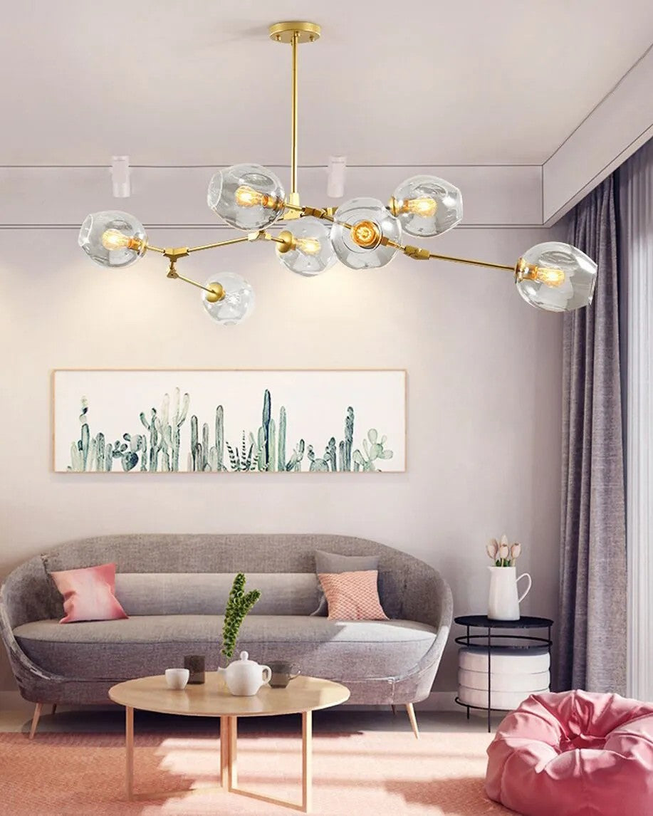 Lampa Wisząca Szklane Kule 7 Ramion APP507-7C Złota 7