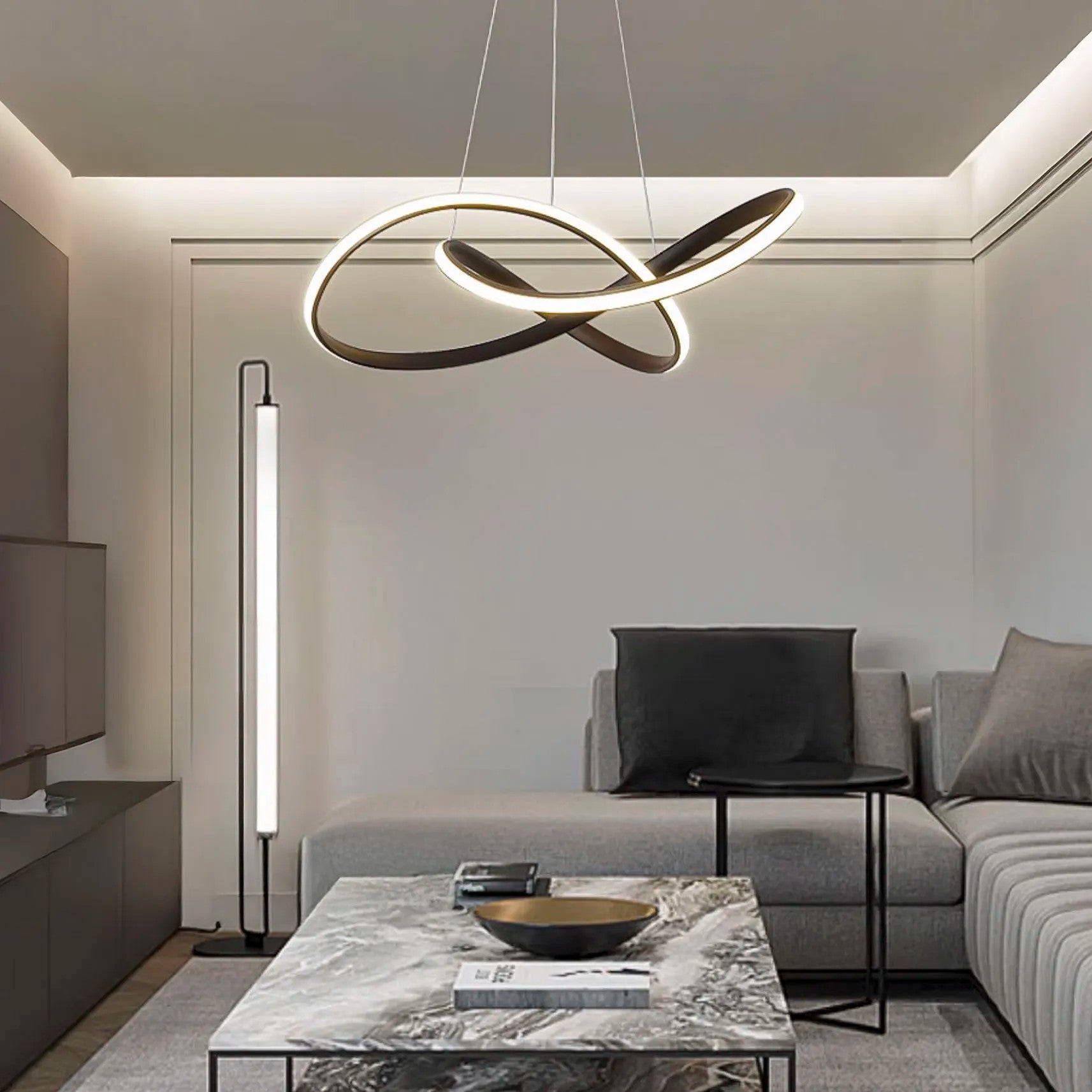LAMPA SUFITOWA WISZĄCA LED G006-CP Czarna + PILOT 7