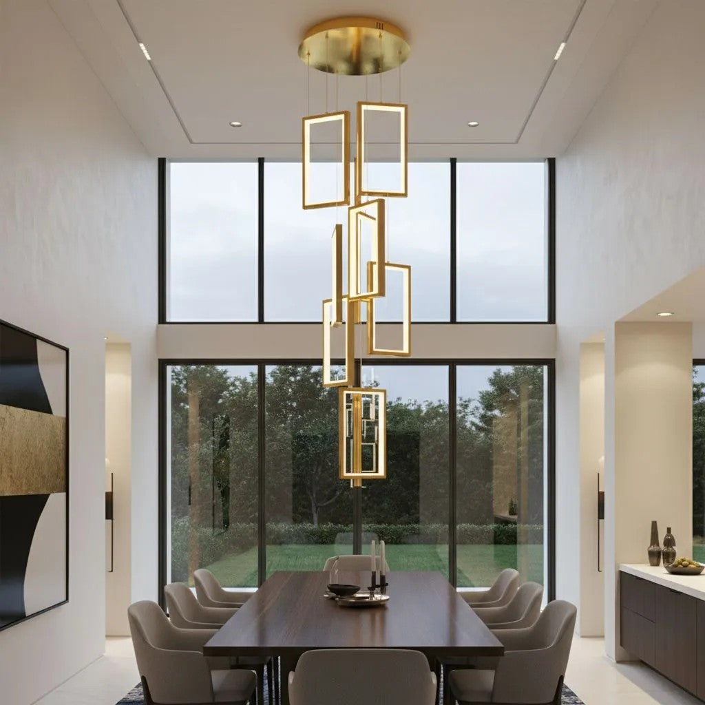 LAMPA SUFITOWA WISZĄCA LED LHJ090-7CP ZŁOTA 7