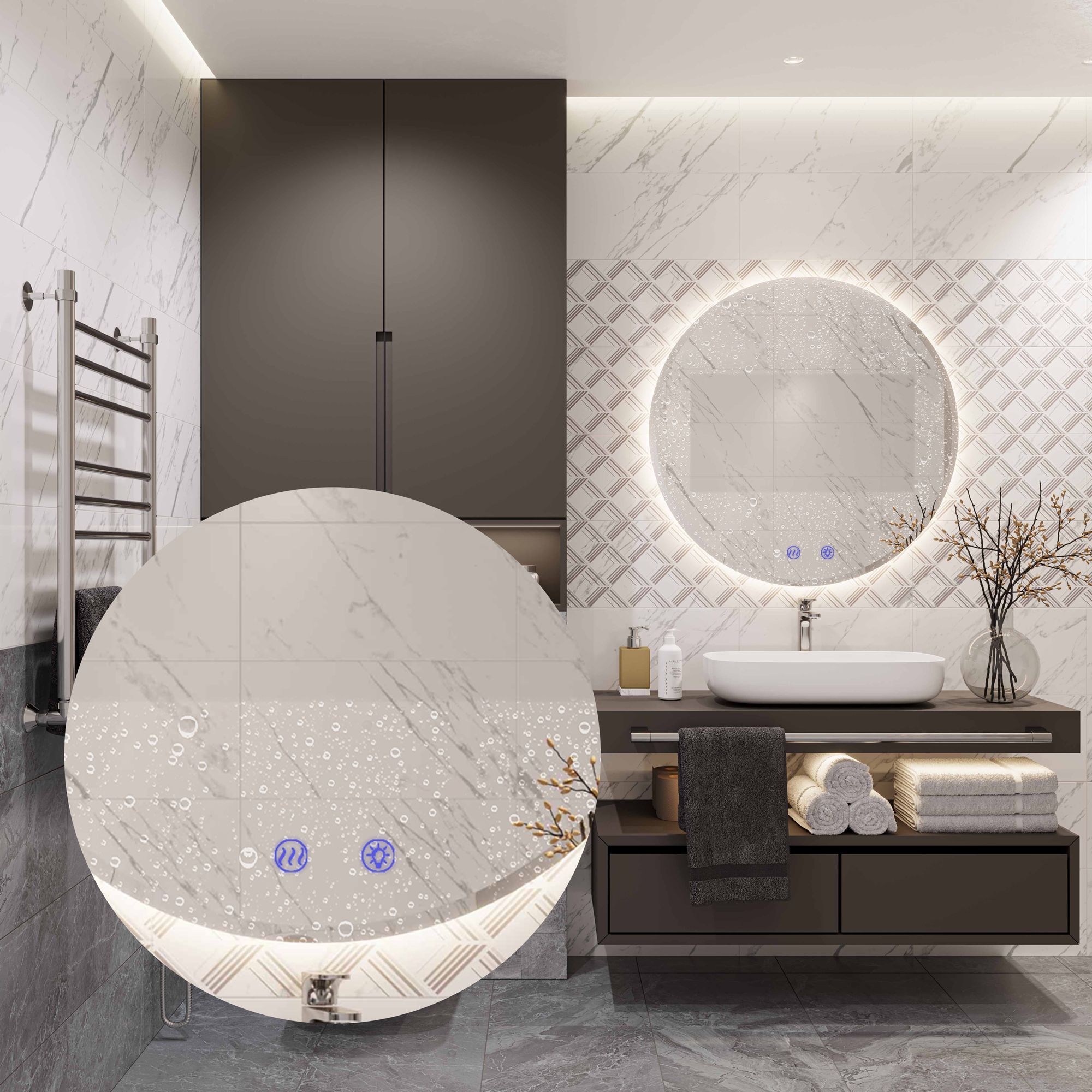 Lustro ścienne led 60cm hzj060