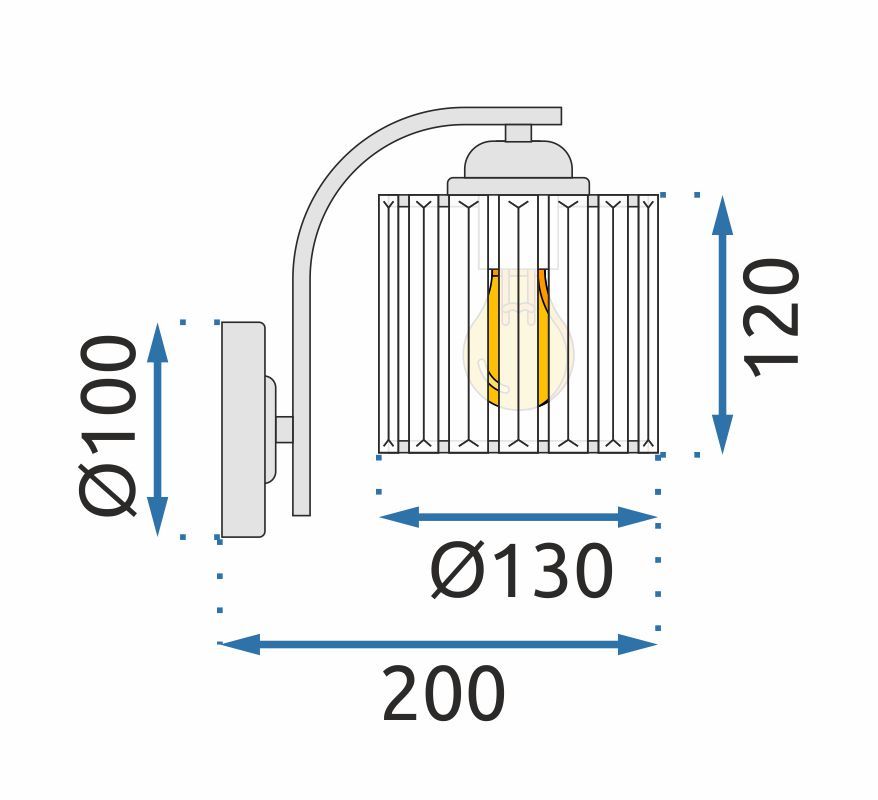 Lampa kinkiet ścienny metalowy kryształ APP509-1W CHROM