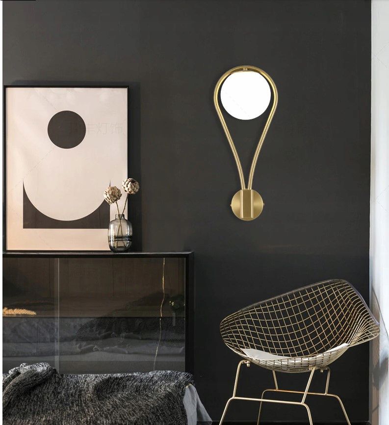 Lampa Ścienna Kinkiet Szklana Kula APP603-1W Złota