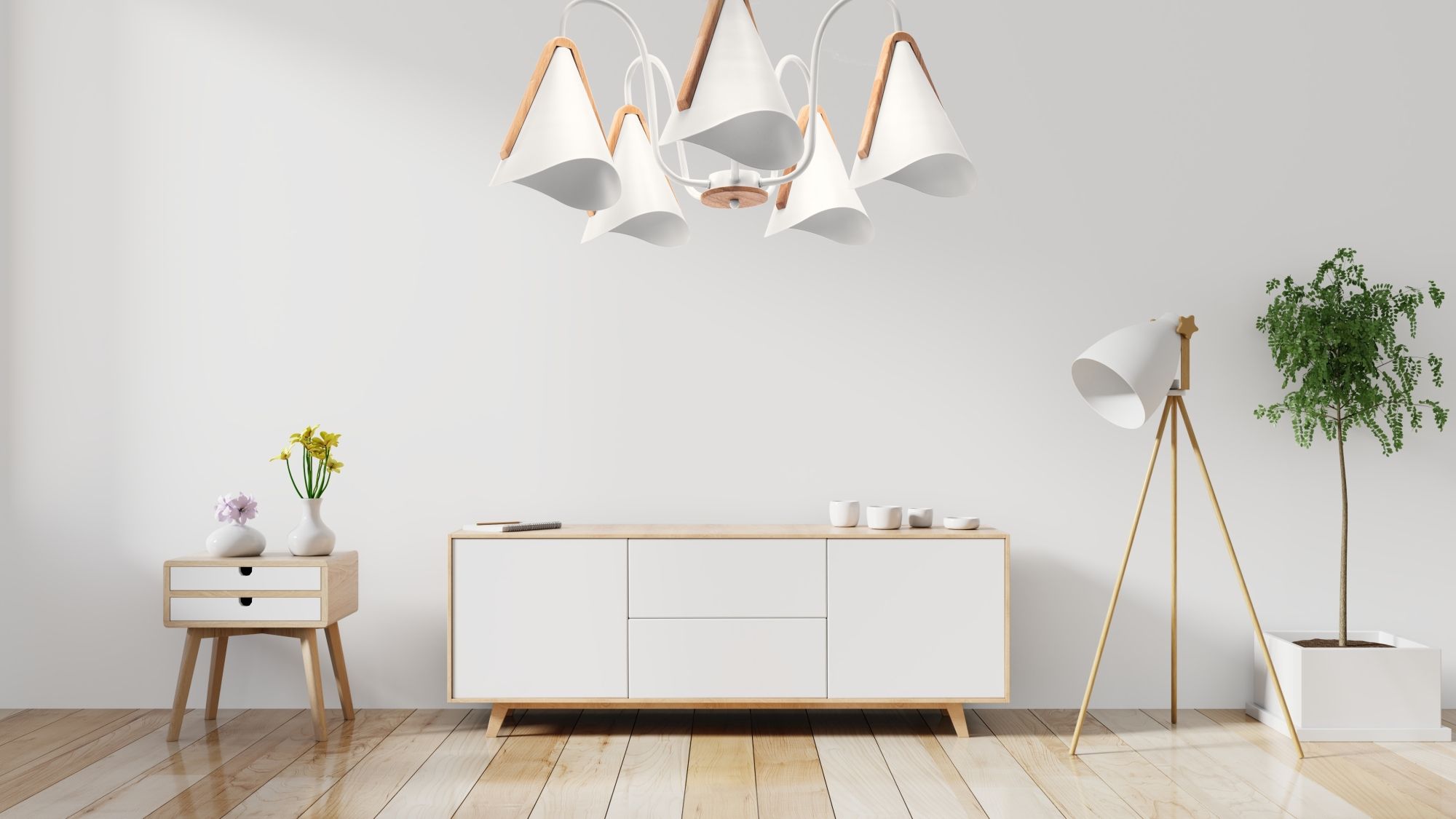 Lampa Sufitowa Skandynawska Pięcioramienna App606-5c Biała