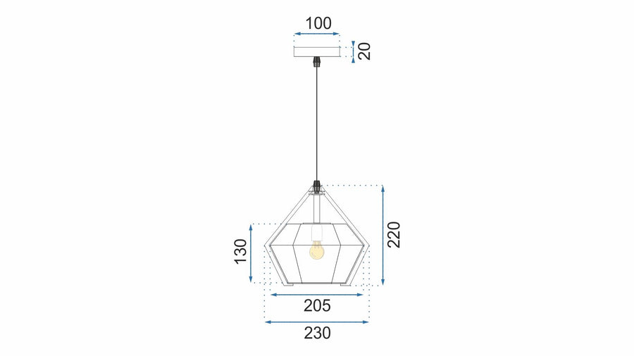 Lampa Sufitowa Wisząca Diament APP452-1CP Niebieska