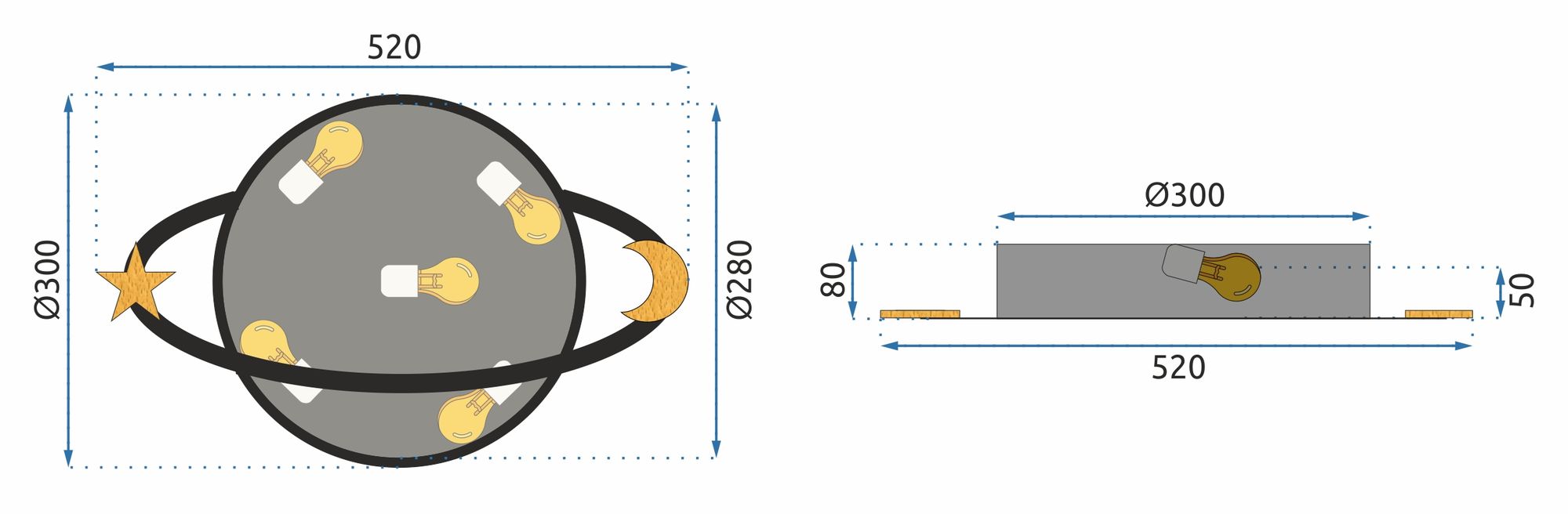 Lampa Plafon Moon APP865-C Biała