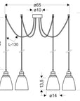 Lampa wisząca chromowa szklane klosze 6x40W Voice Candellux 36-70845