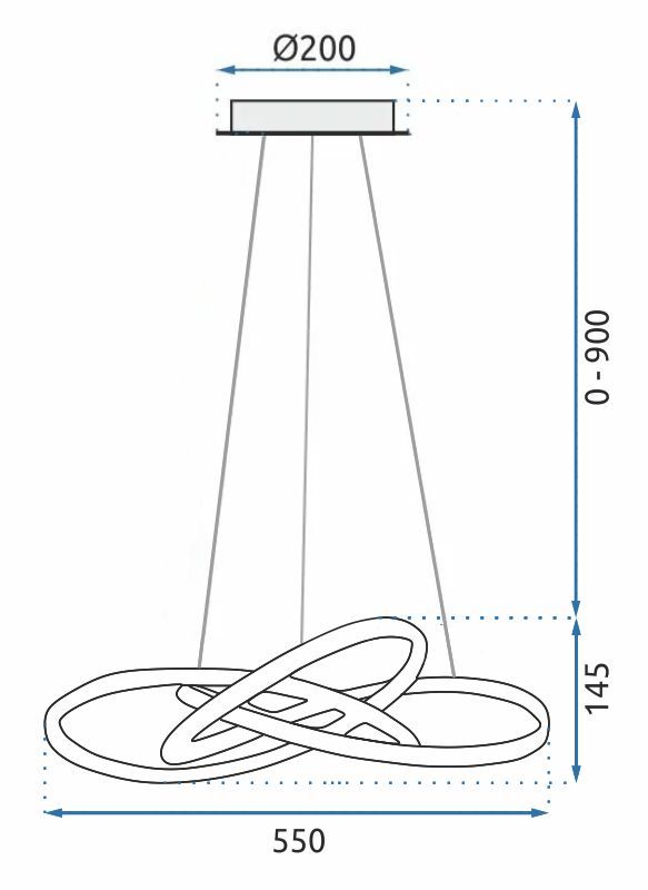 Lampa Sufitowa Wisząca Ring Nowoczesna LED + Pilot APP395-CP Czarna
