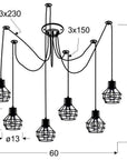 Lampa wisząca sufitowa czarno-miedziana 6x60W Verin Candellux 36-43092