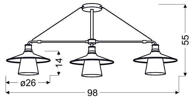 Lampa wisząca sufitowa czarna matowa 3x60W Loft Candellux 33-43115