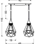 Lampa sufitowa wisząca czarna druciana 2x60W Graf Candellux 32-62895