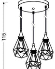 Lampa sufitowa wisząca czarna druciana talerz 3x60W Graf Candellux 33-62918
