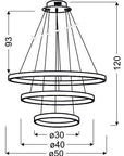 Lampa wisząca LED 60W potrójny ring chrom LUNE 33-64738