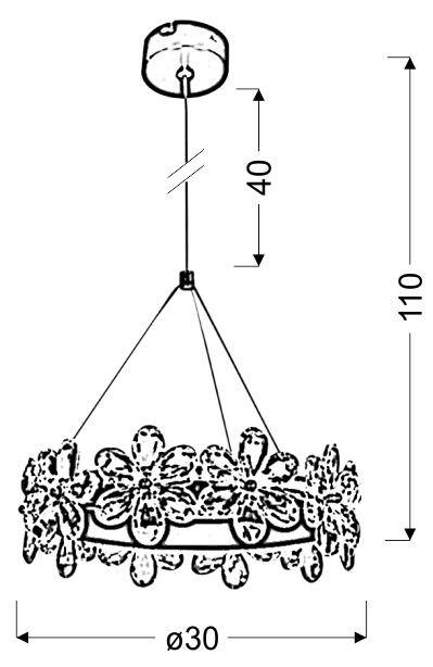 Żyrandol z kryształkami LED 14W 30cm Arvin 31-69702