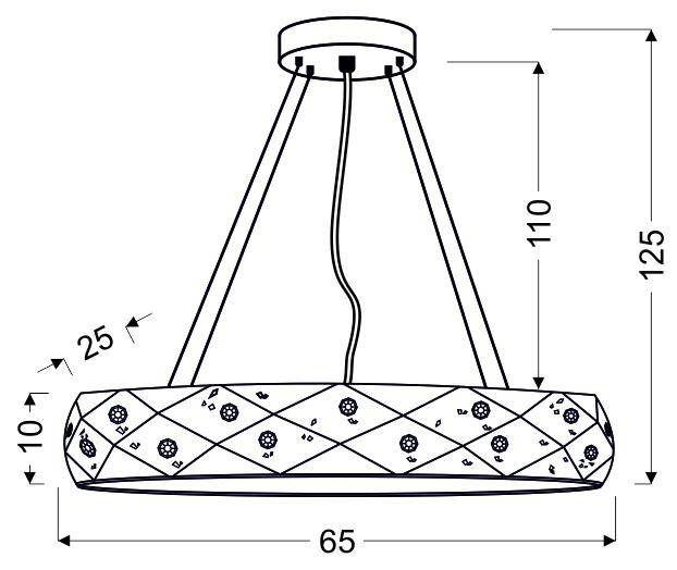 Lampa wisząca LED biała okrągła z kryształkami 36W Glance Candellux 31-64844