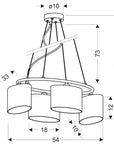 Lampa wisząca chromowa 4x40W abażur z tkaniny Ban Candellux 34-70807