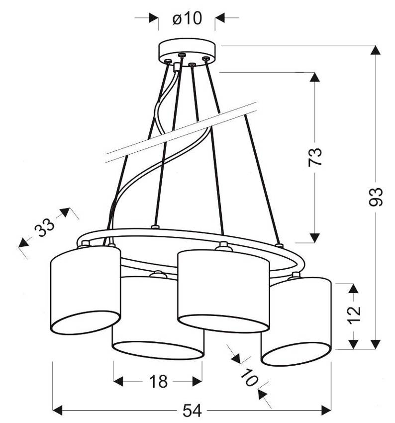 Lampa wisząca chromowa 4x40W abażur z tkaniny Ban Candellux 34-70807
