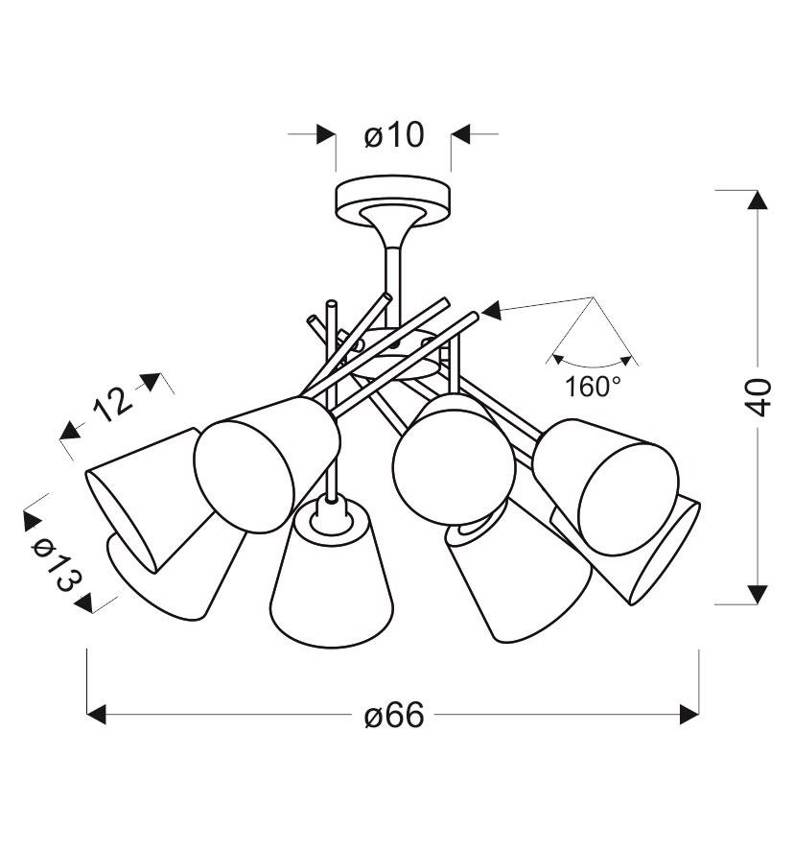 Lampa sufitowa chrom regulowana 8 Vox 38-70647