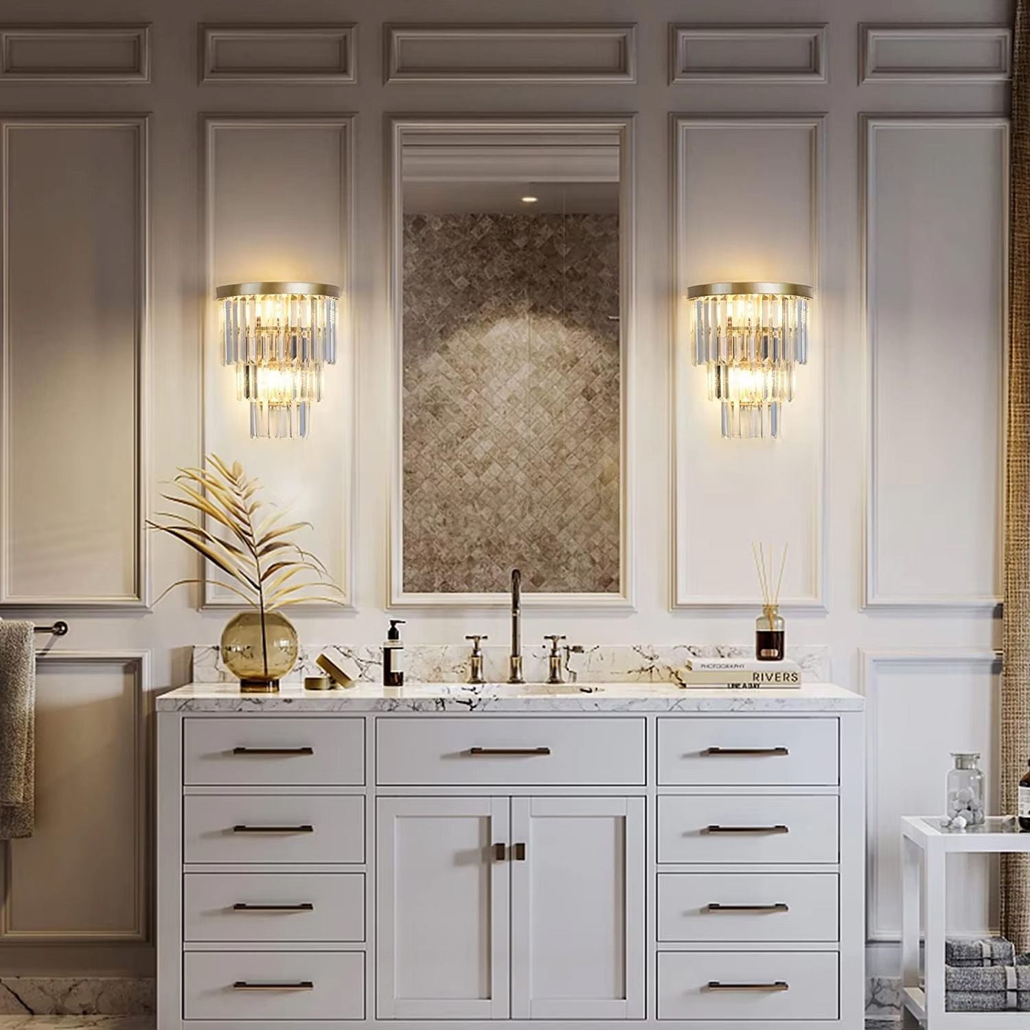 Lampa Kryształowa Kinkiet APP1535-1W Złota 5