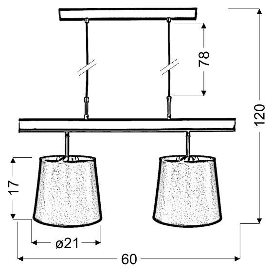 Lampa wisząca patyna podwójna czarny abażur 2x60W Milonga Candellu 32-53558