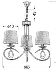 Lampa wisząca chromowa / biały abażur tkany 3x40W Arnika Candellux 33-21663