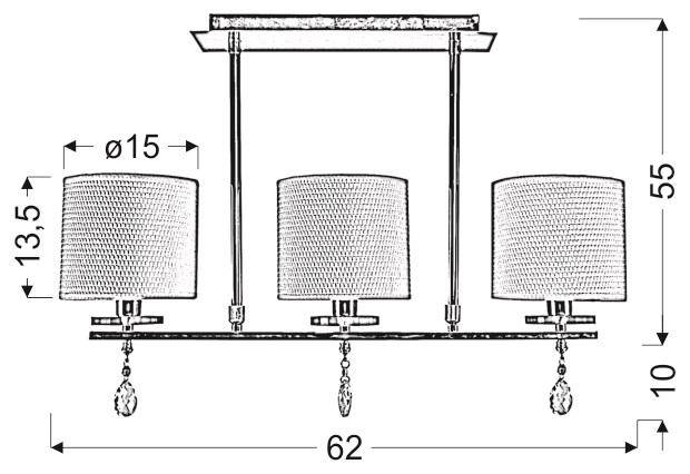 Lampa sufitowa chromowa 3x40W abażur z tkaniny Estera Candellux 33-11510