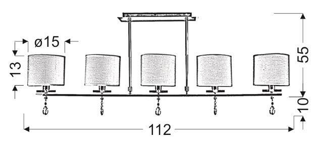 Lampa sufitowa chrom listwa 5xE14 Estera 35-11527
