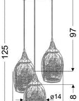 Lampa wisząca chromowa lustrzane klosze 3x60W Marina Candellux 33-60181